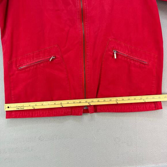 Eddie Bauer Jacket Women's Large Red Plaid Lining Hooded Vintage Preppy Normcore - Picture 13 of 14